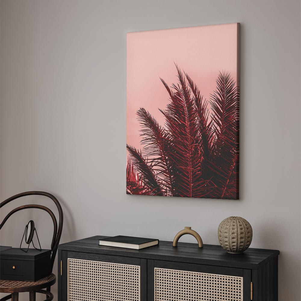 Palm Trees Sunset Vertical Canvas Print