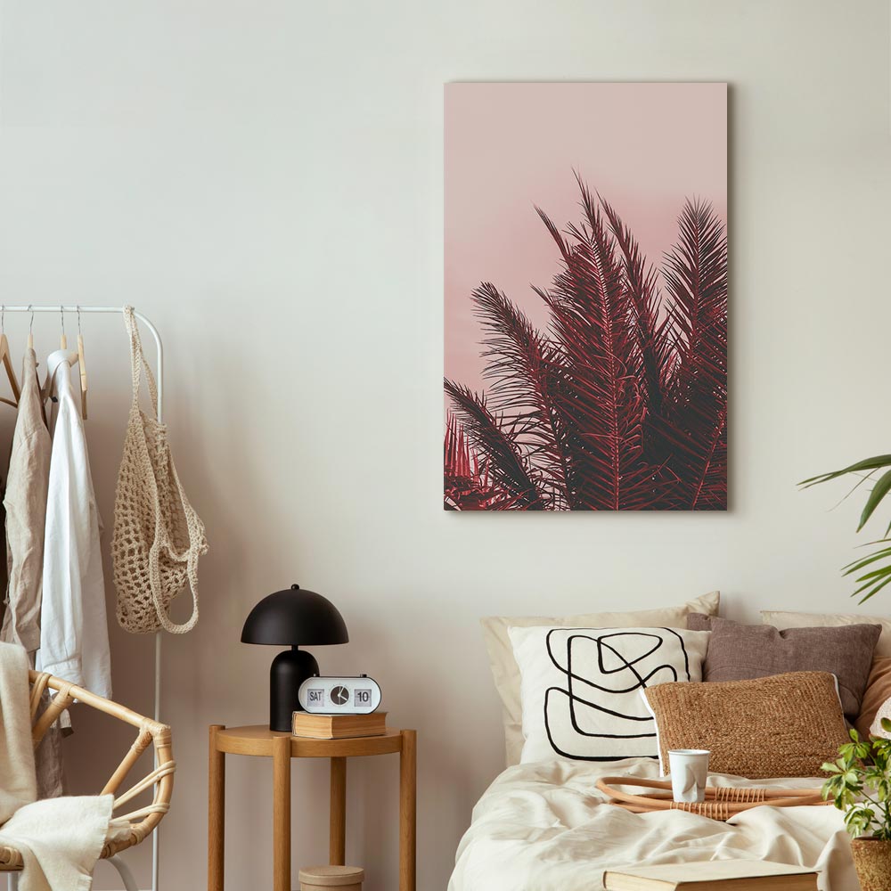 Palm Trees Sunset Vertical Canvas Print
