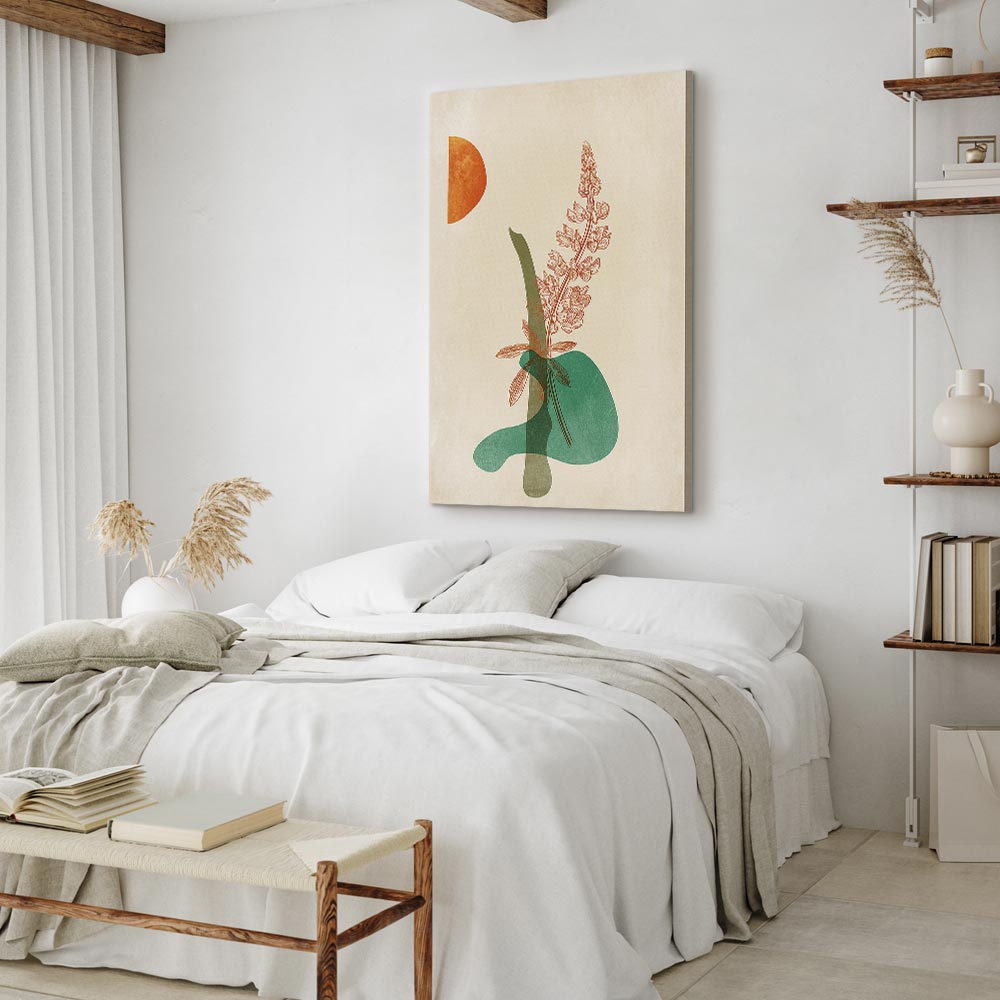 Abstract Floral Leaves Vertical Canvas Print