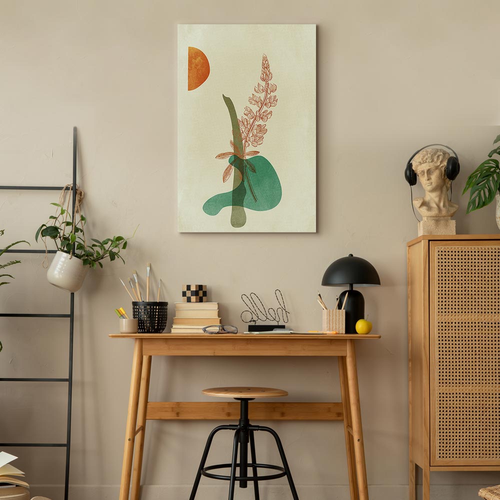 Abstract Floral Leaves Vertical Canvas Print