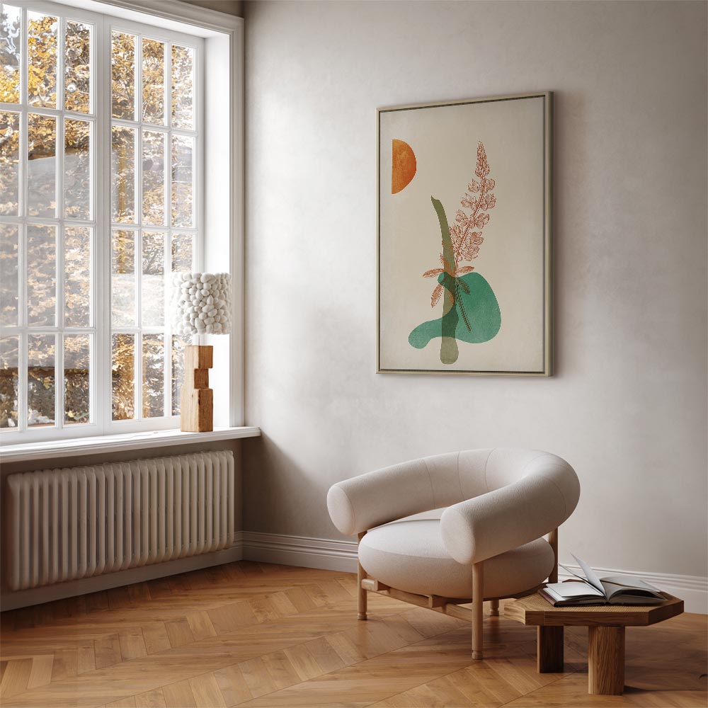 Abstract Floral Leaves Vertical Canvas Print