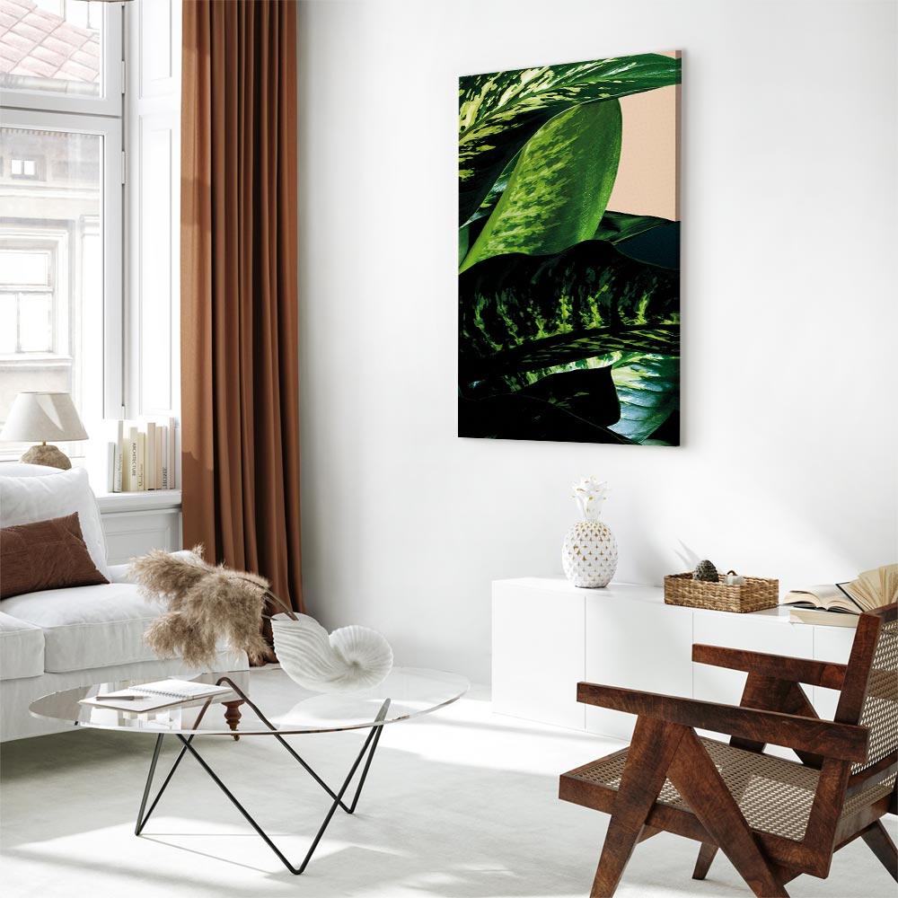 Dieffenbachia Leaves Botanical Vertical Canvas Print