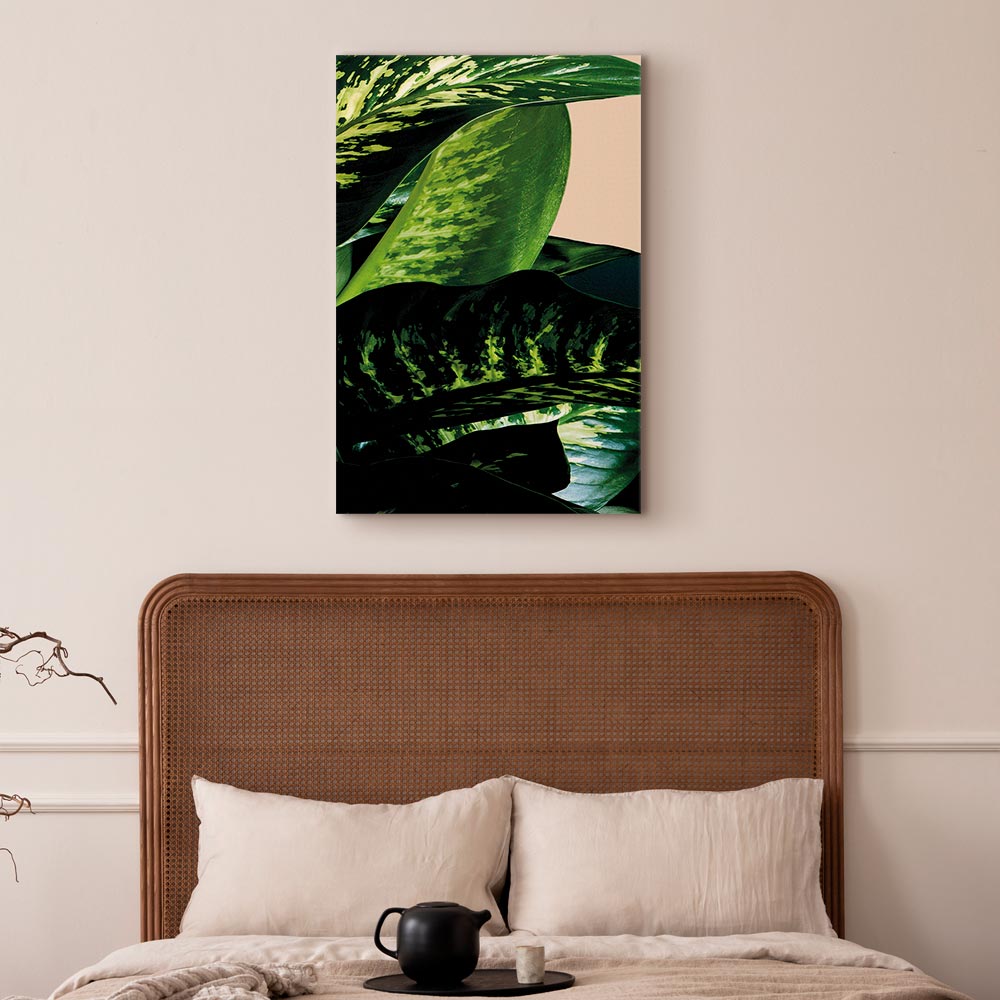 Dieffenbachia Leaves Botanical Vertical Canvas Print