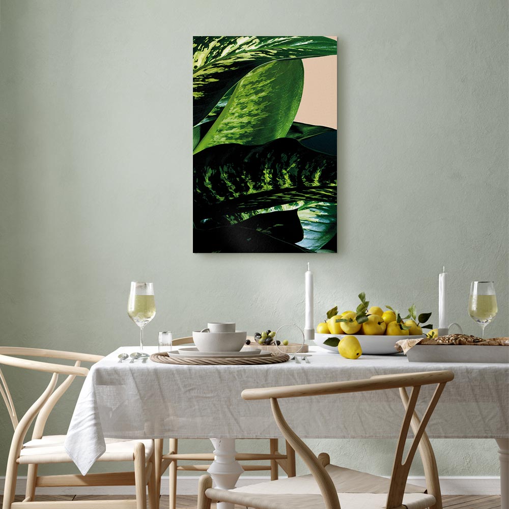 Dieffenbachia Leaves Botanical Vertical Canvas Print