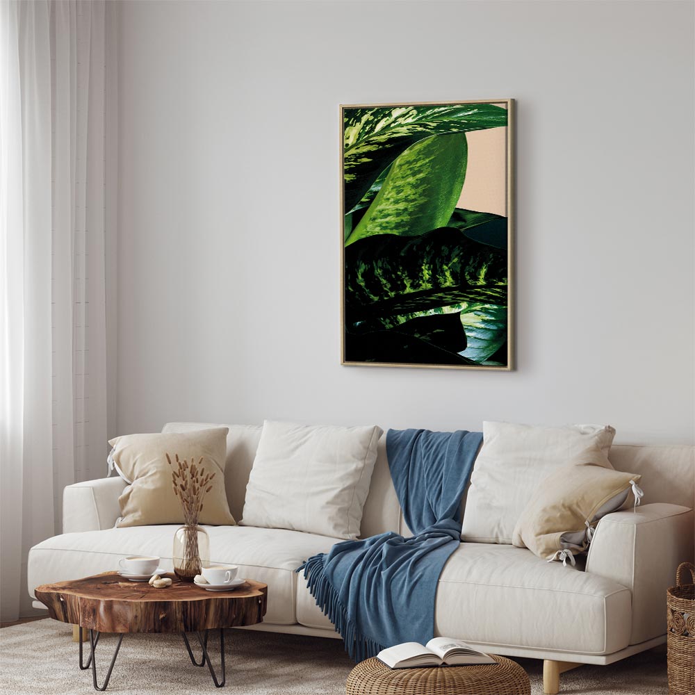 Dieffenbachia Leaves Botanical Vertical Canvas Print