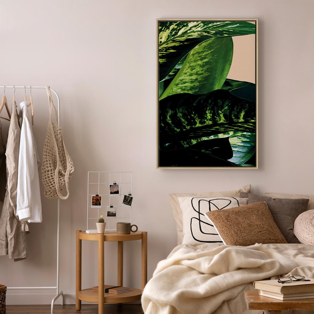 Dieffenbachia Leaves Botanical Vertical Canvas Print