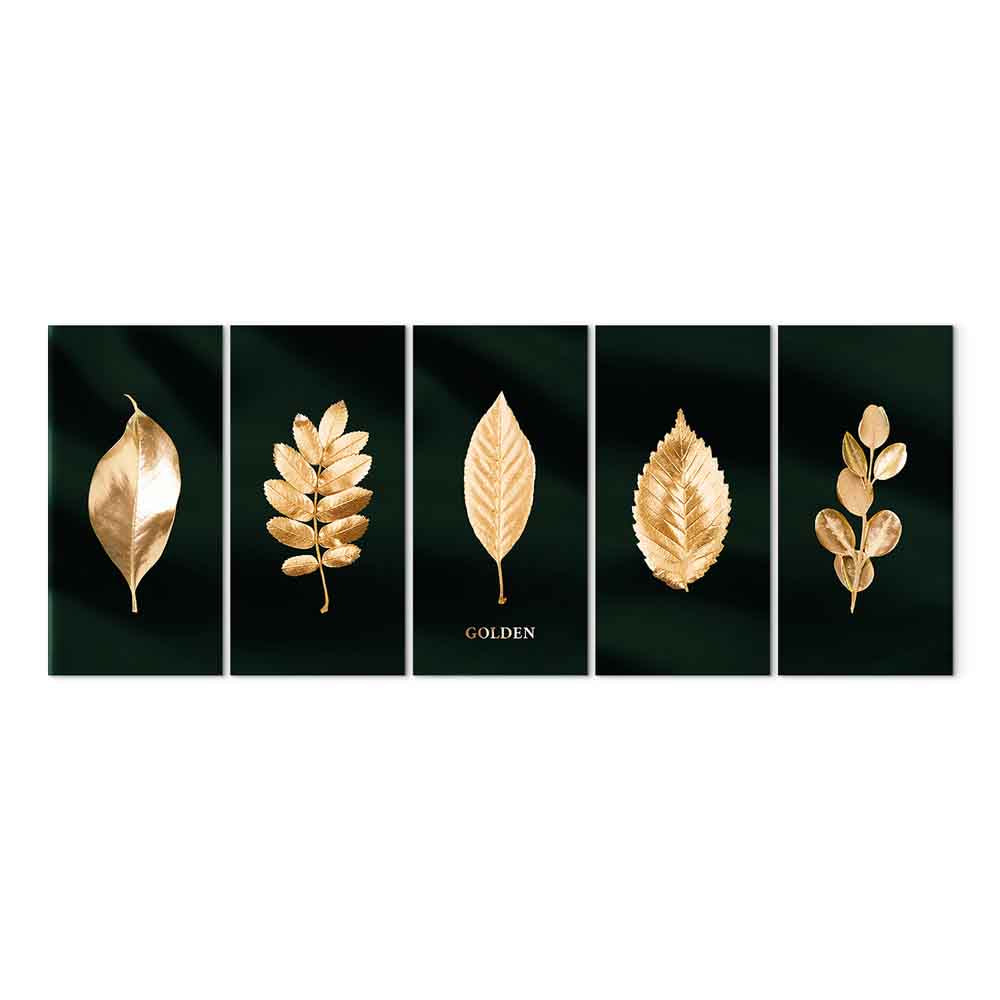 Noble Leaves Nature Canvas Print (5 Parts) Narrow
