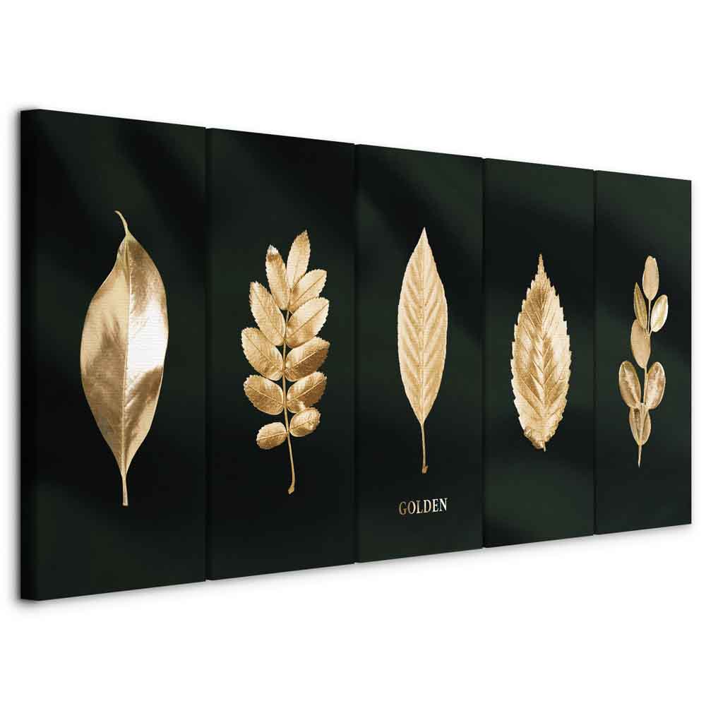 Noble Leaves Nature Canvas Print (5 Parts) Narrow