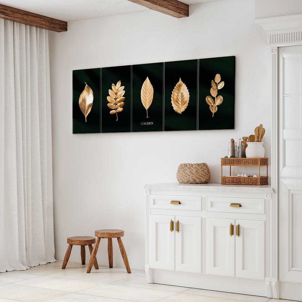 Noble Leaves Nature Canvas Print (5 Parts) Narrow