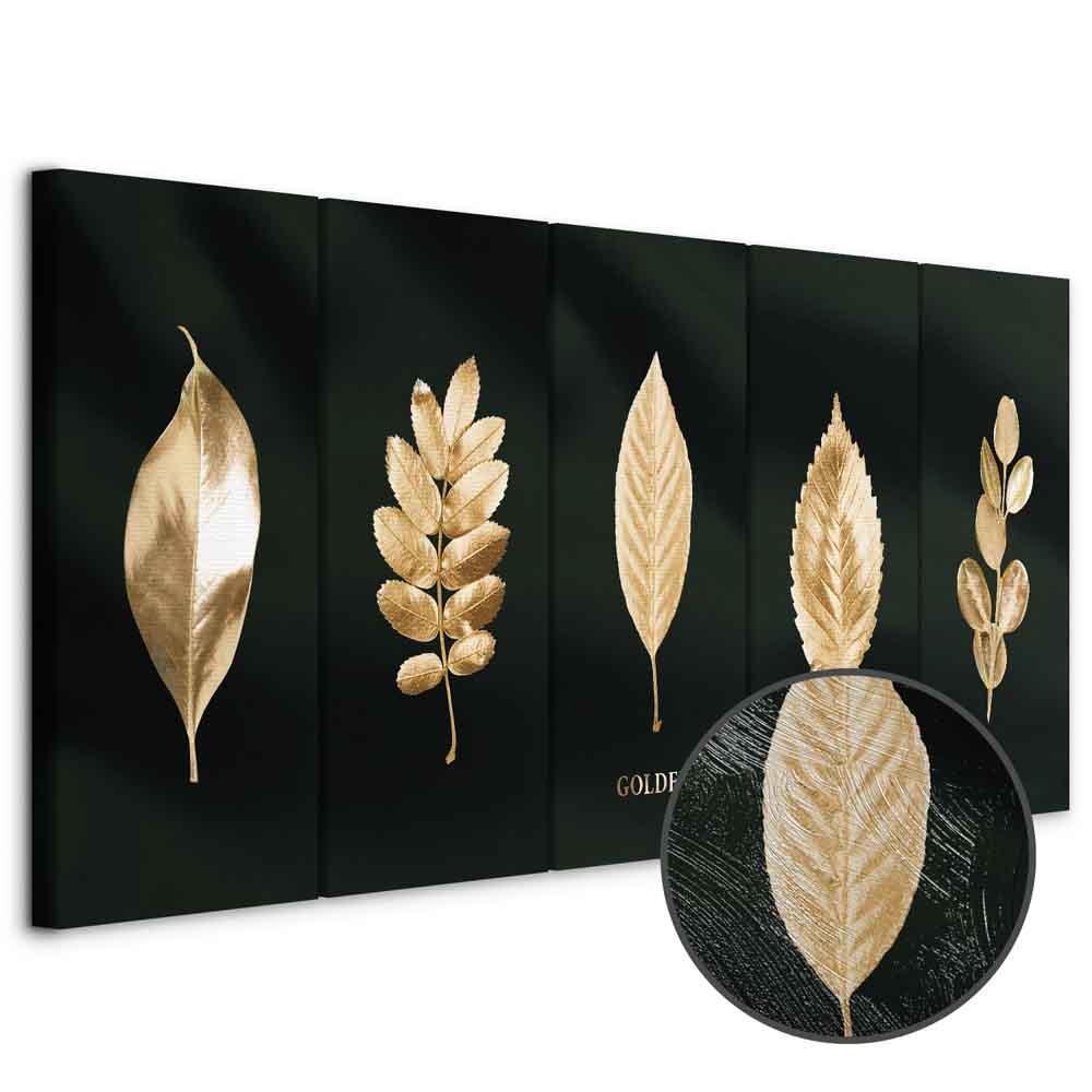 Noble Leaves Nature Canvas Print (5 Parts) Narrow