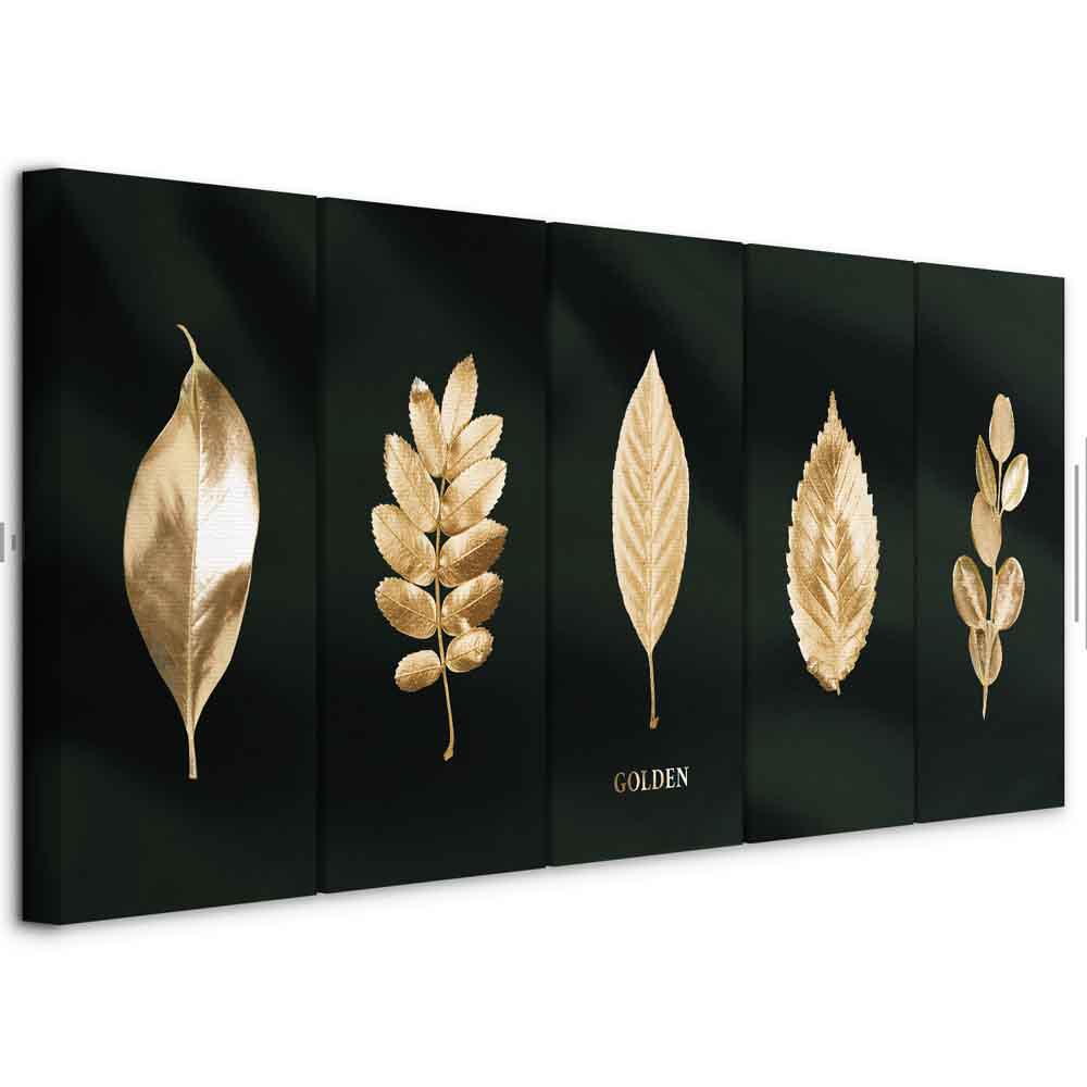 Noble Leaves Nature Canvas Print (5 Parts) Narrow