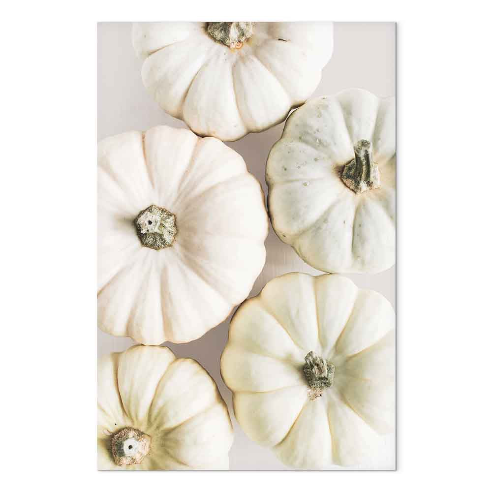 Pumpkins and Autumn Flowers Nature Canvas Print