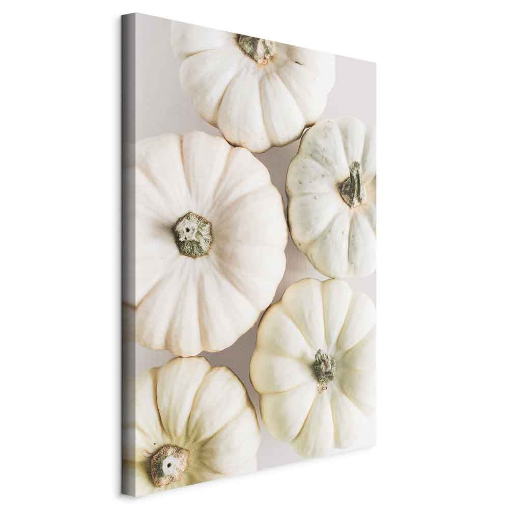 Pumpkins and Autumn Flowers Nature Canvas Print
