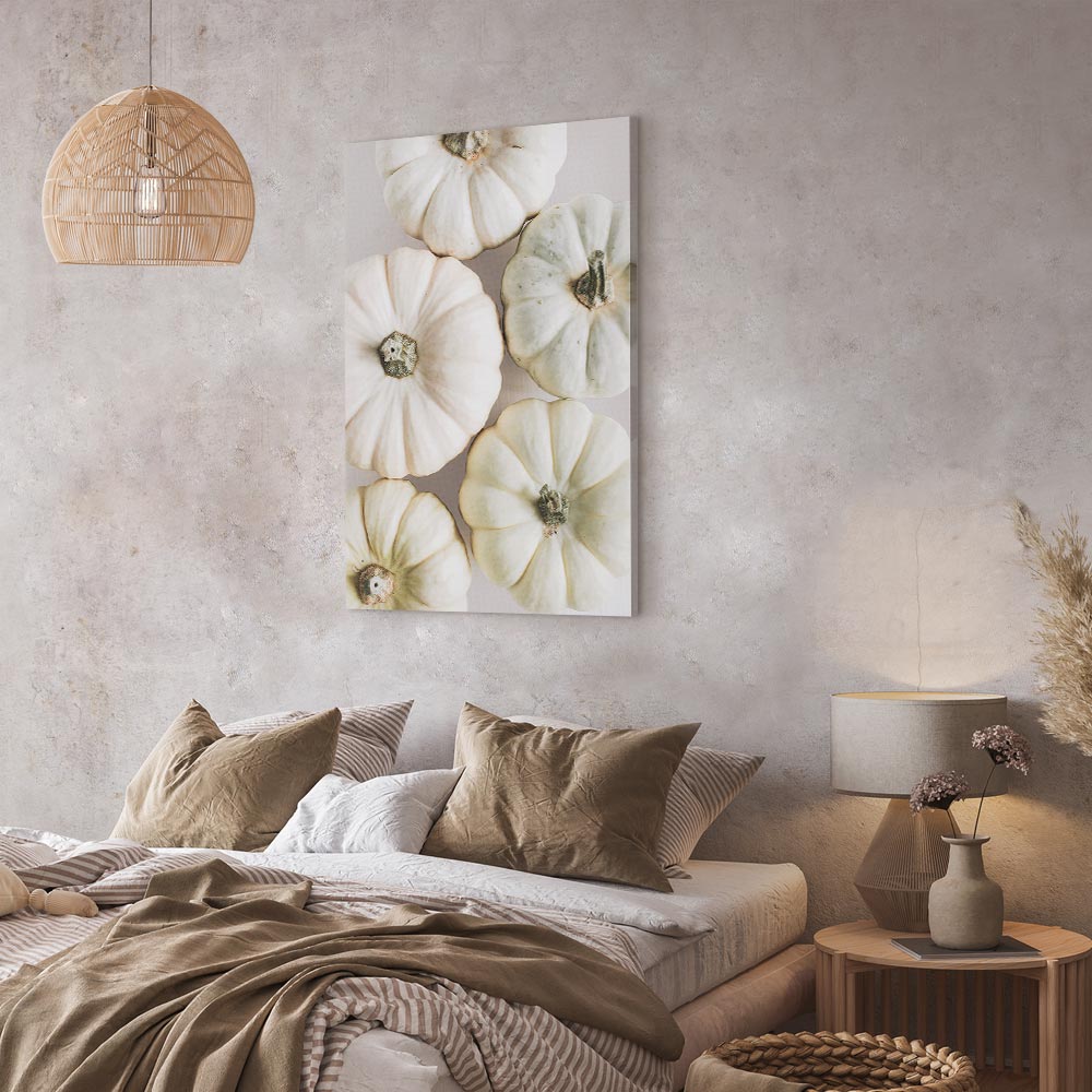 Pumpkins and Autumn Flowers Nature Canvas Print