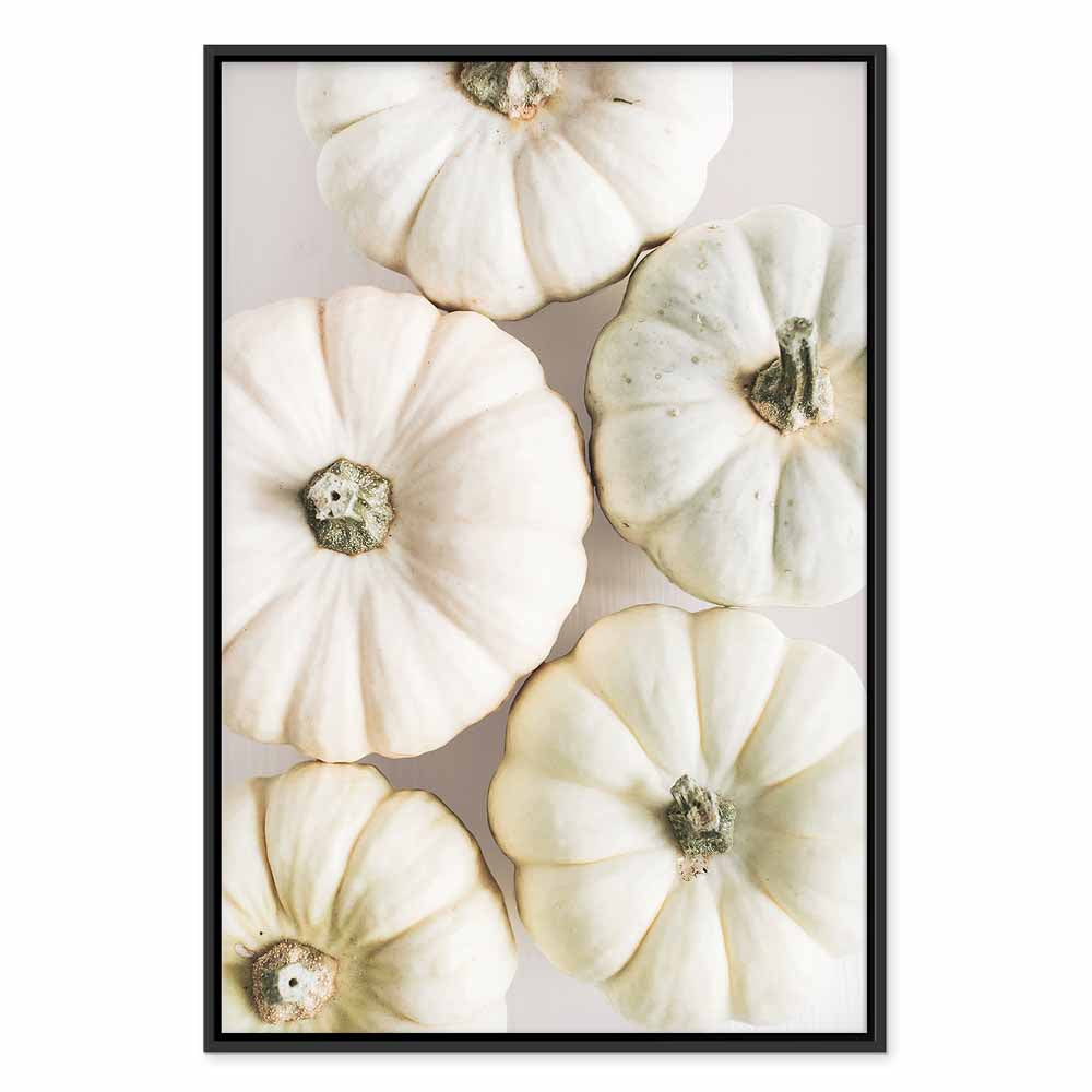 Pumpkins and Autumn Flowers Nature Canvas Print