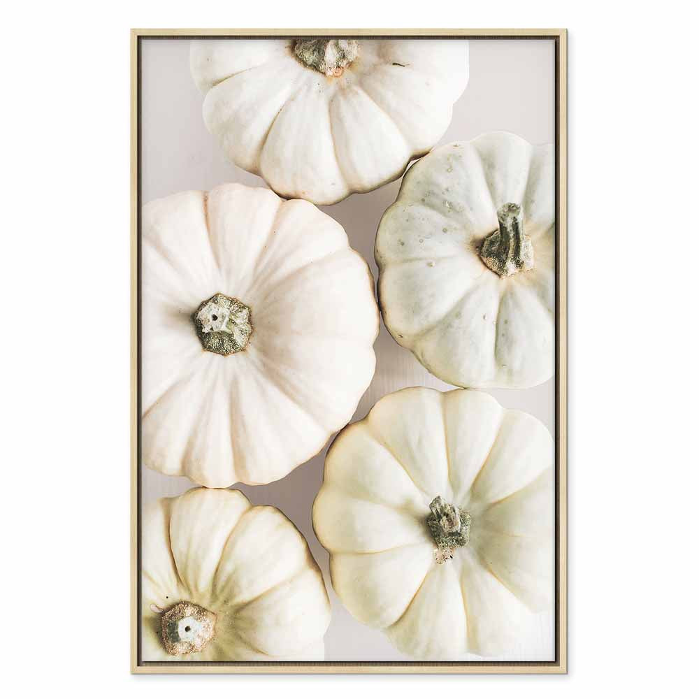 Pumpkins and Autumn Flowers Nature Canvas Print