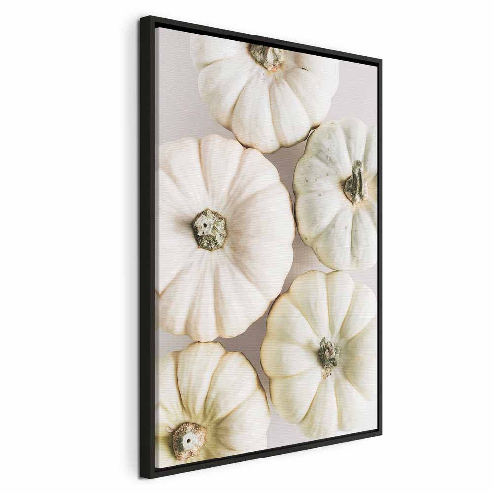 Pumpkins and Autumn Flowers Nature Canvas Print