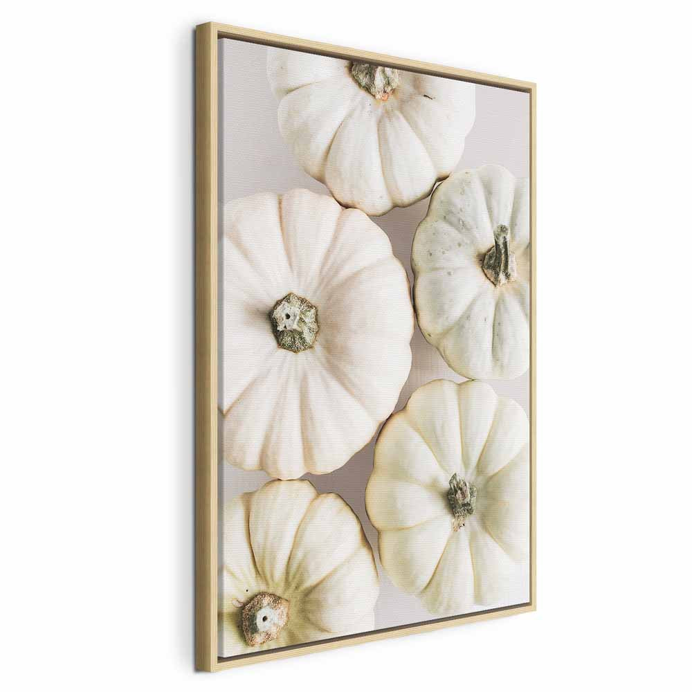 Pumpkins and Autumn Flowers Nature Canvas Print