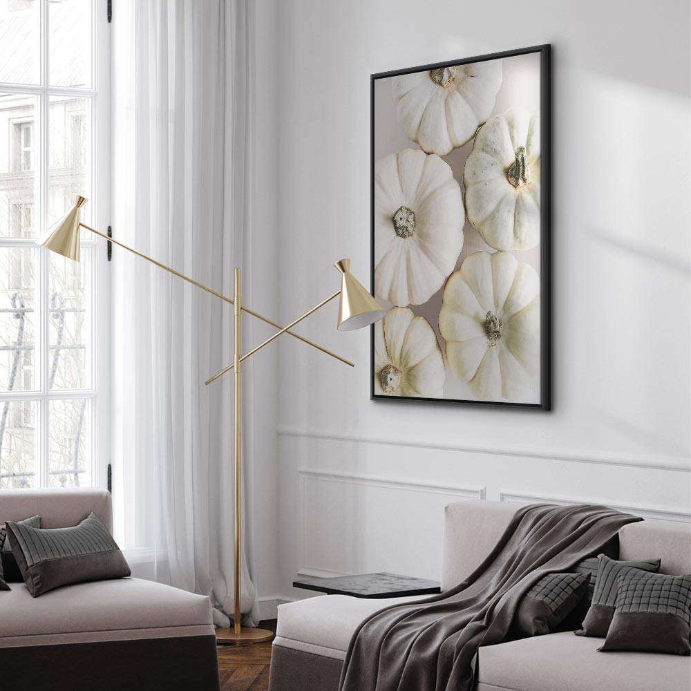 Pumpkins and Autumn Flowers Nature Canvas Print