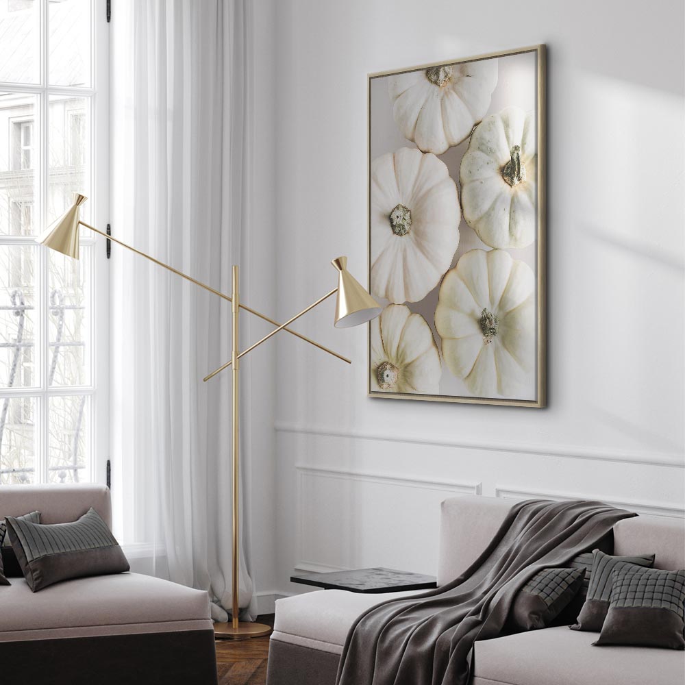 Pumpkins and Autumn Flowers Nature Canvas Print