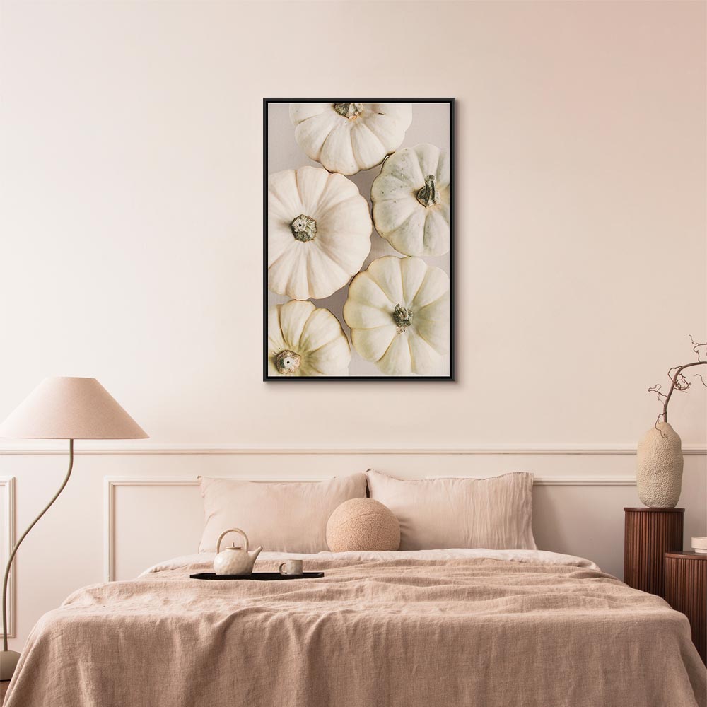 Pumpkins and Autumn Flowers Nature Canvas Print