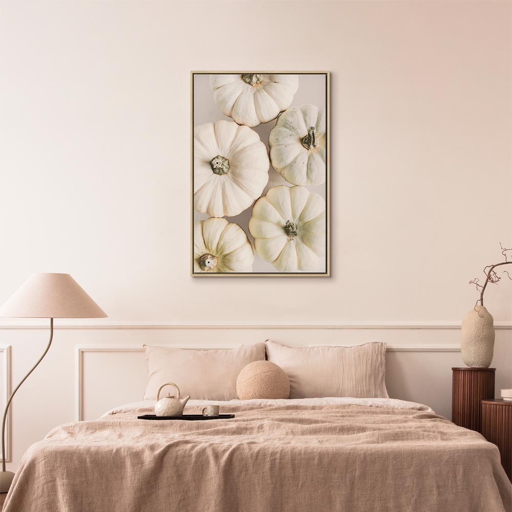 Pumpkins and Autumn Flowers Nature Canvas Print