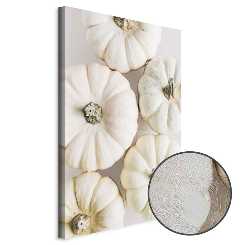 Pumpkins and Autumn Flowers Nature Canvas Print