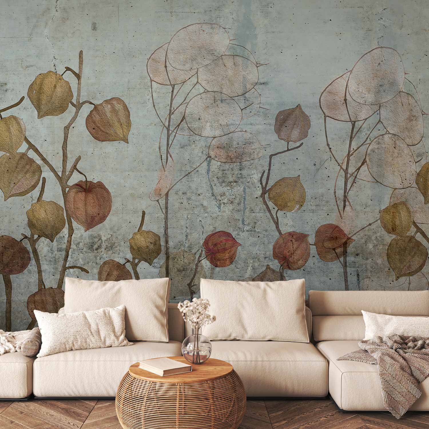 Painted Lunaria Floral Wall Mural