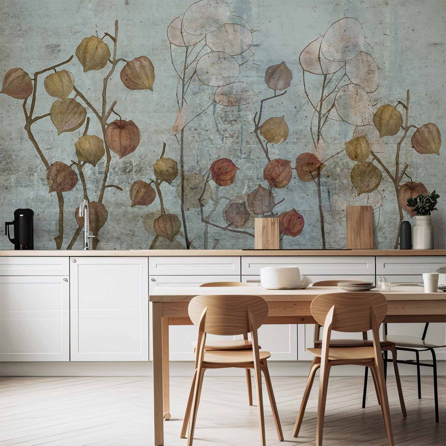 Painted Lunaria Floral Wall Mural