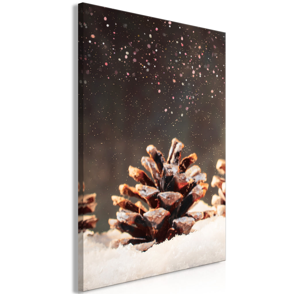 Canvas Print Winter Pine Cone Vertical 1 Part
