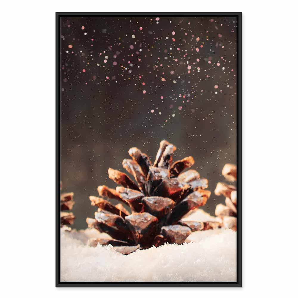 Winter Pine Cone Nature Canvas Print