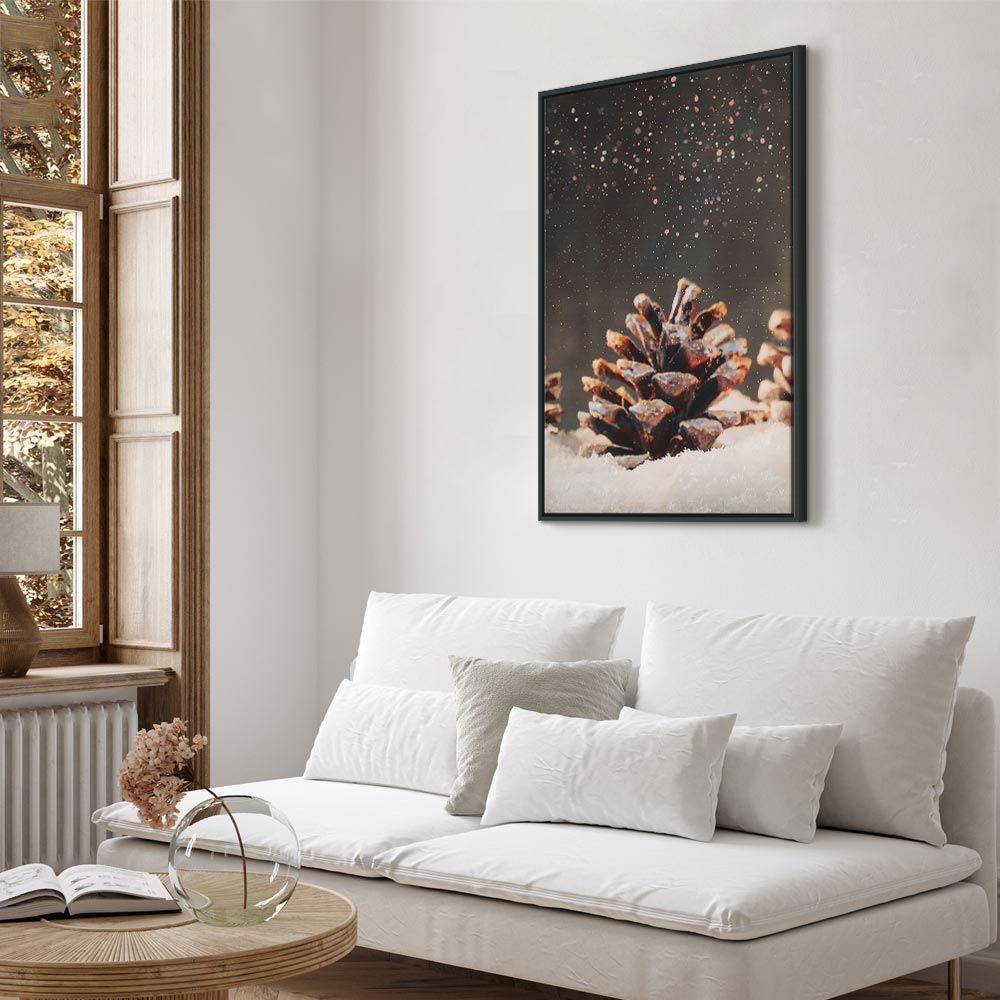 Winter Pine Cone Nature Canvas Print