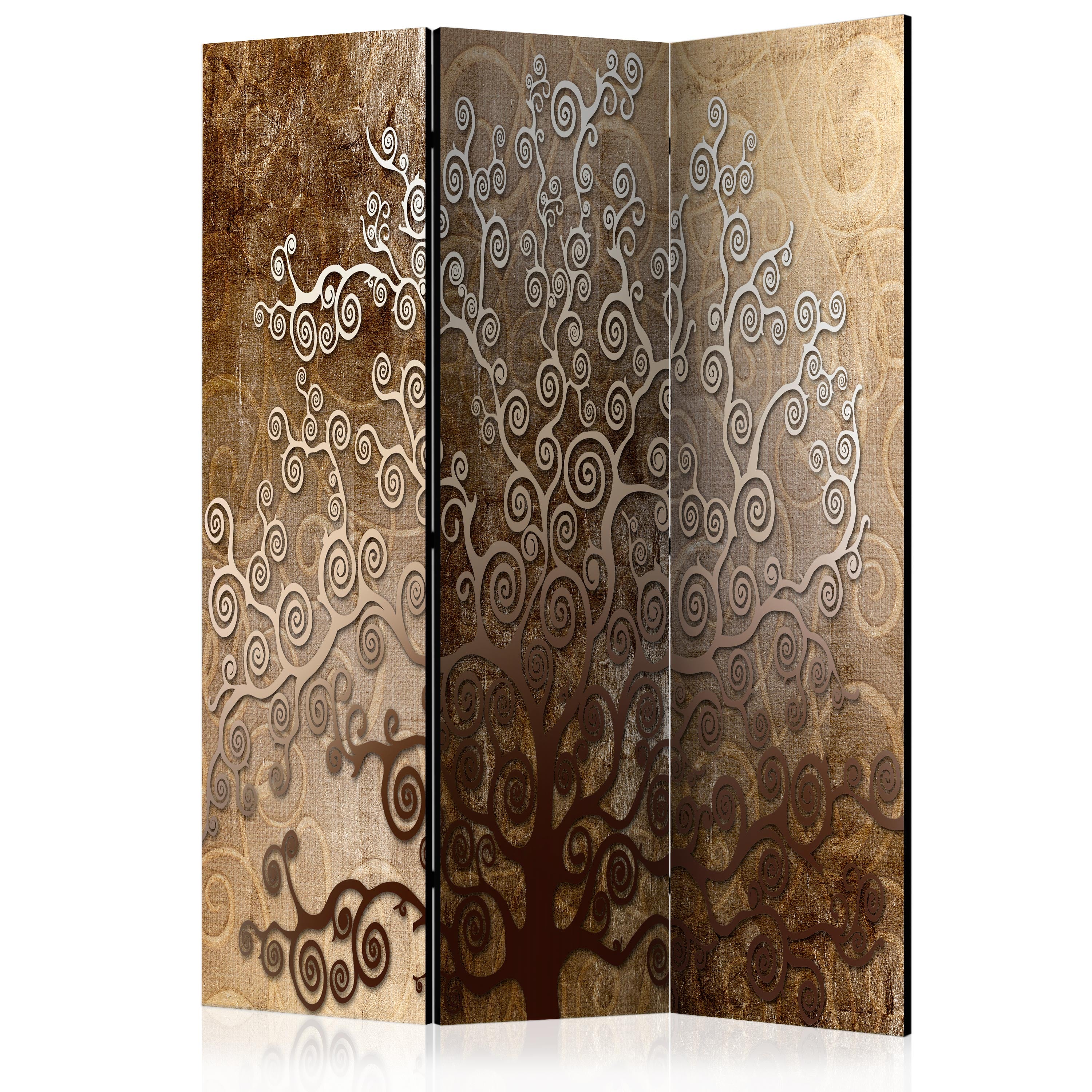 Klimt Golden Tree Floral 3-Panel Room Divider