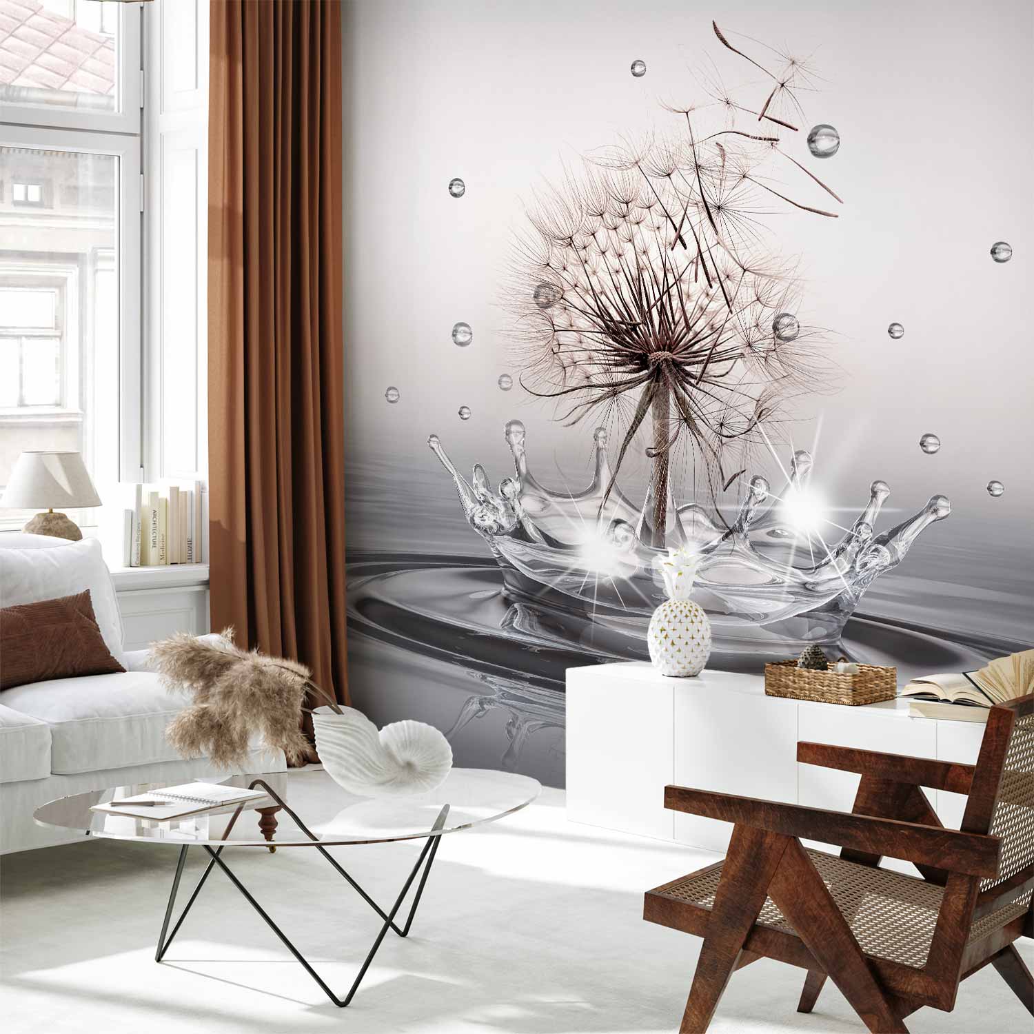 Dandelion Water Drops Nature Wall Mural