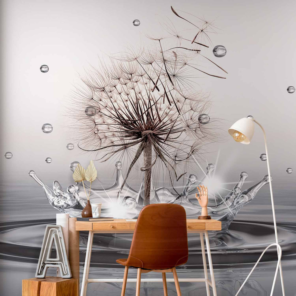 Dandelion Water Drops Nature Wall Mural