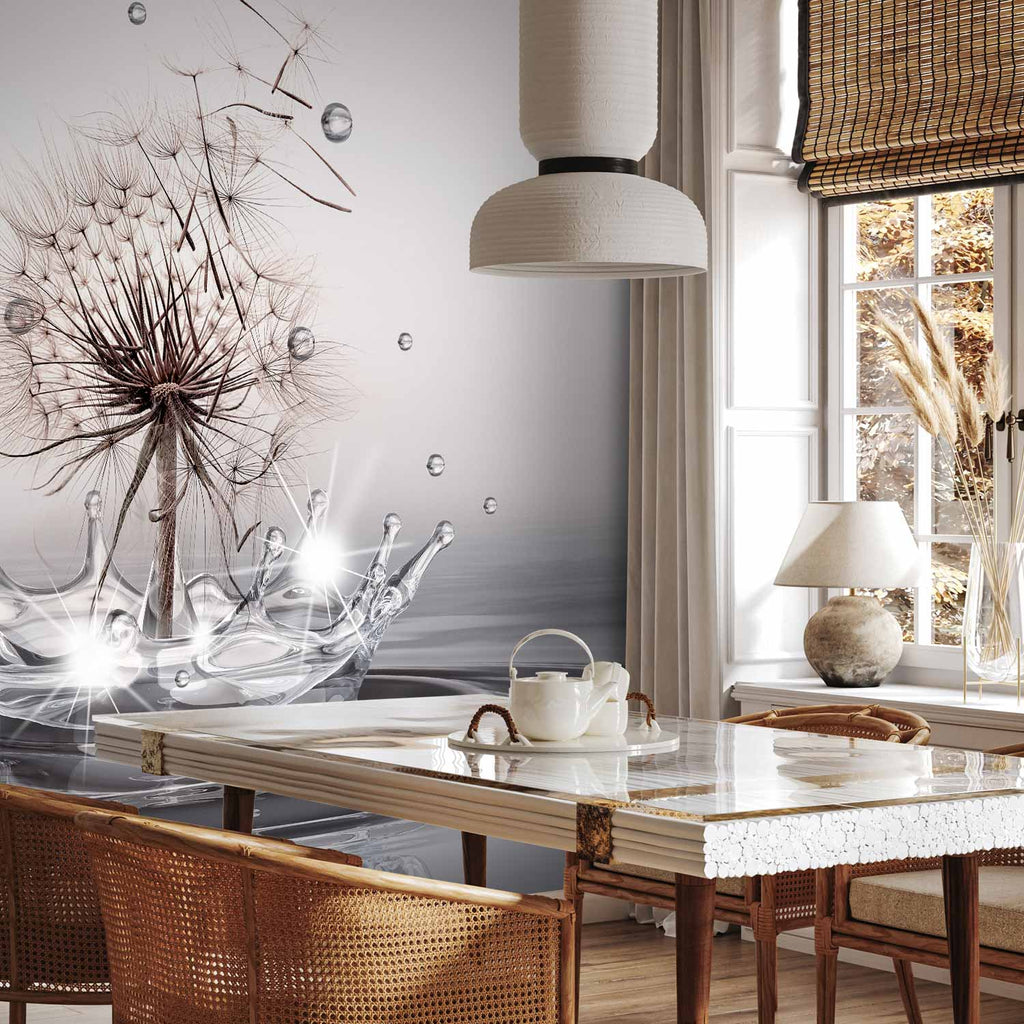 Dandelion Water Drops Nature Wall Mural