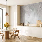 Grey Tropical Palm Leaves Wall Mural