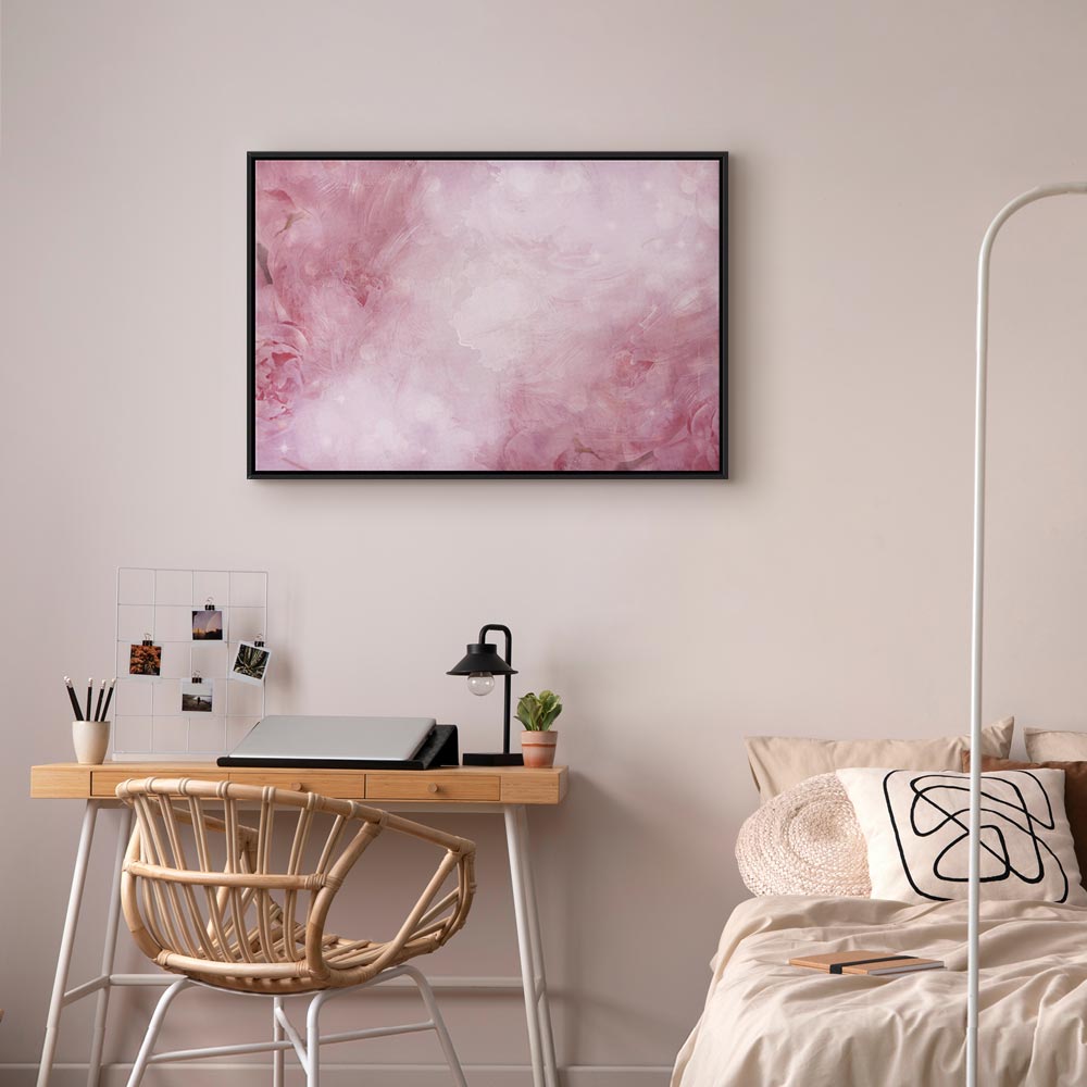 Pink Floral Canvas Print Wide