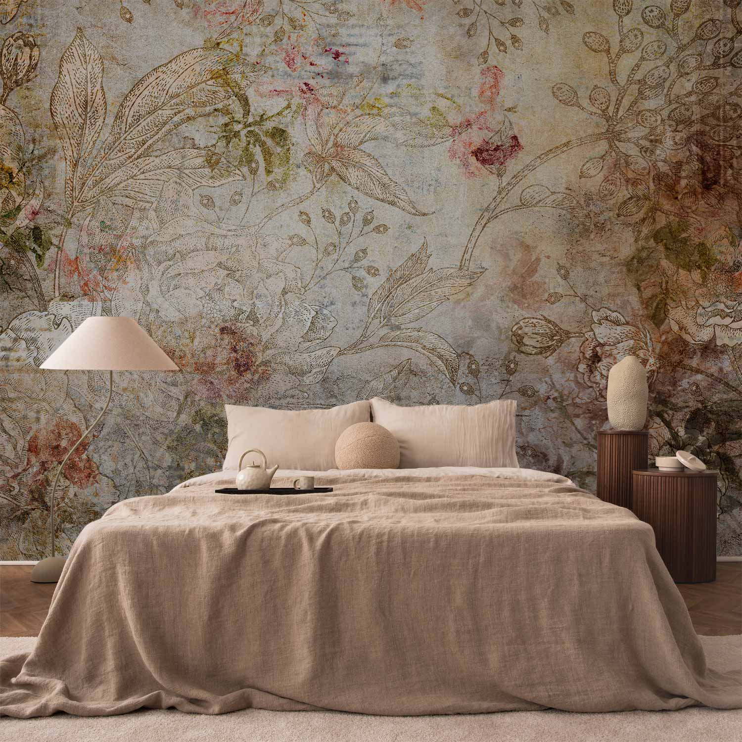 Vintage Floral Postcard Wall Mural