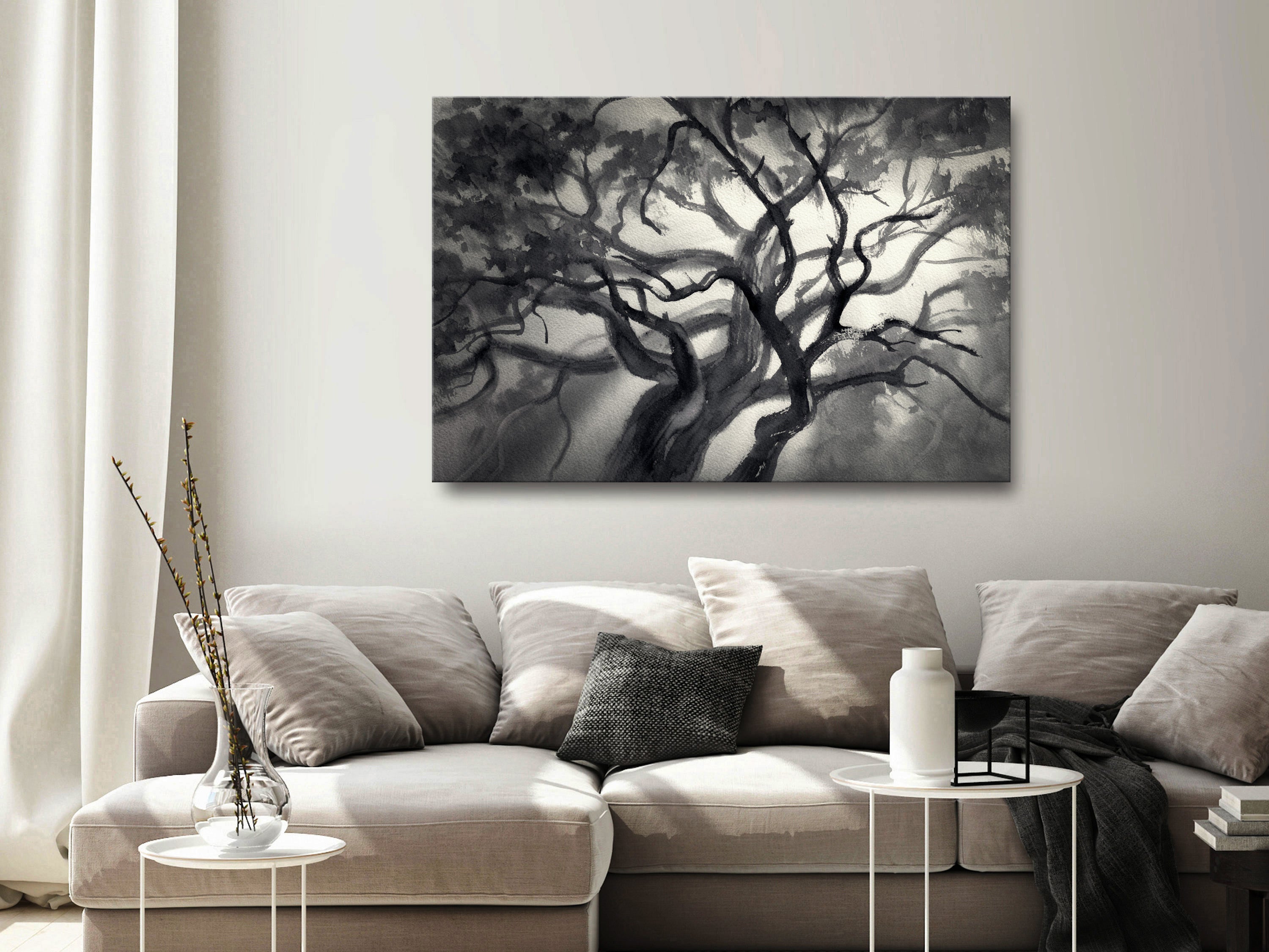 Canvas Print Leaves - Lighted Branches (Wide, 1 Part)