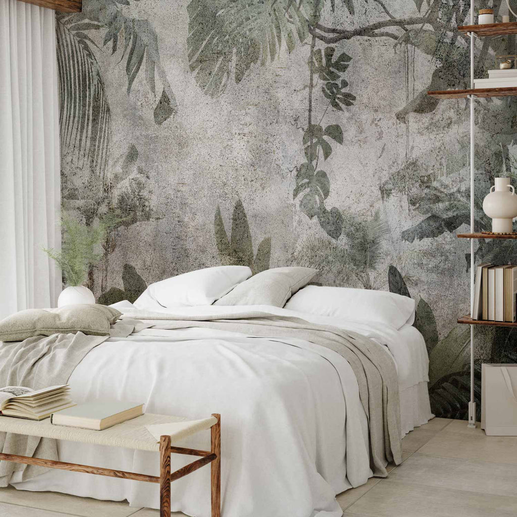 Rainforest Fog Tropical Leaves Wall Mural