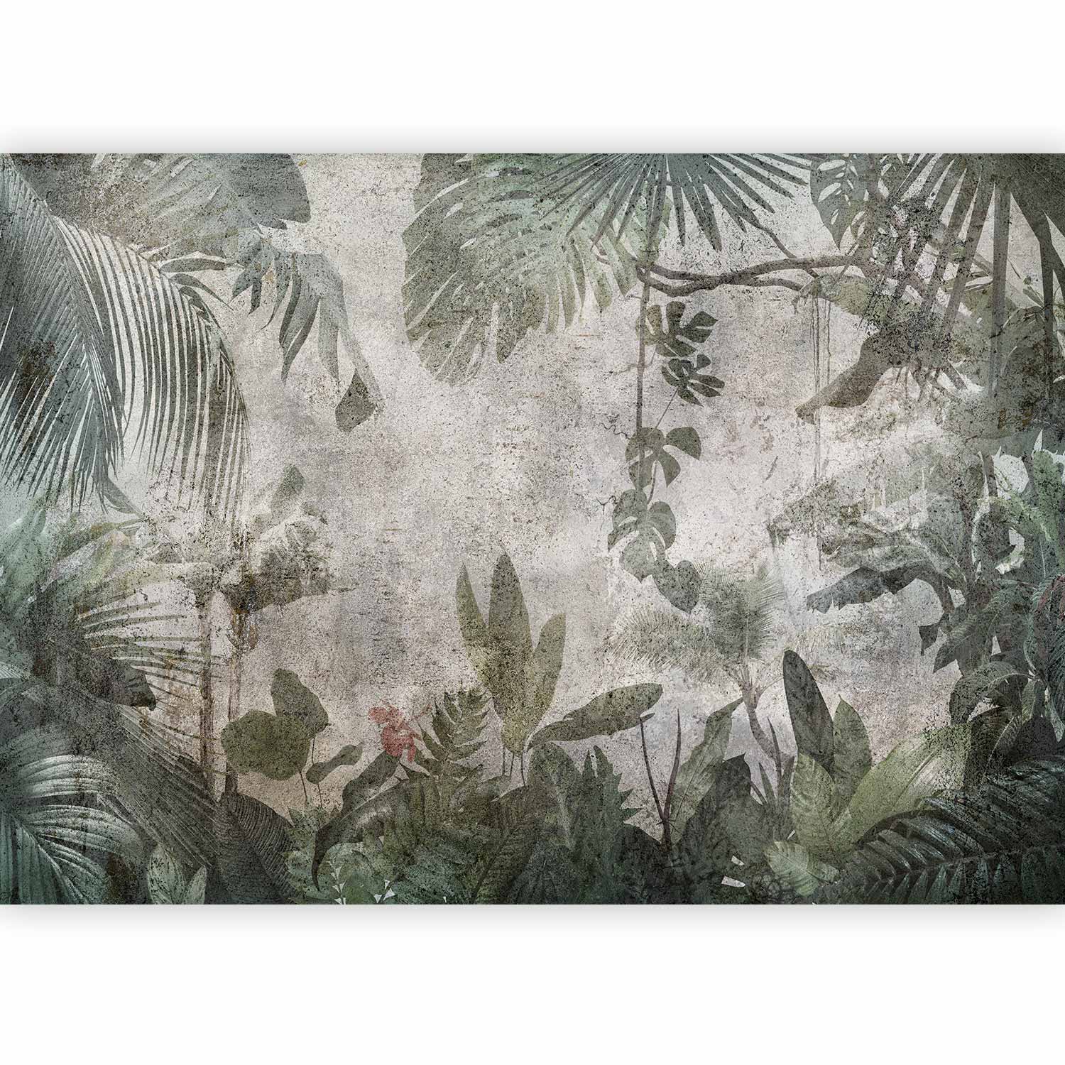Rainforest Fog Tropical Leaves Wall Mural