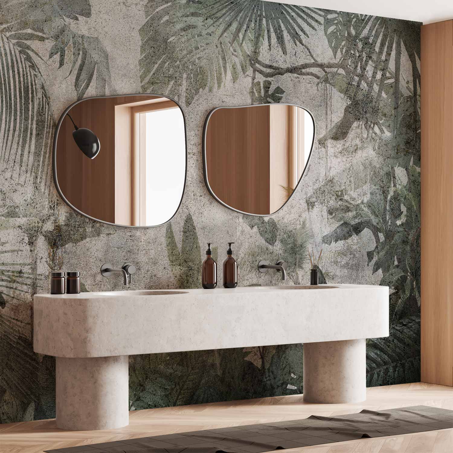 Rainforest Fog Tropical Leaves Wall Mural