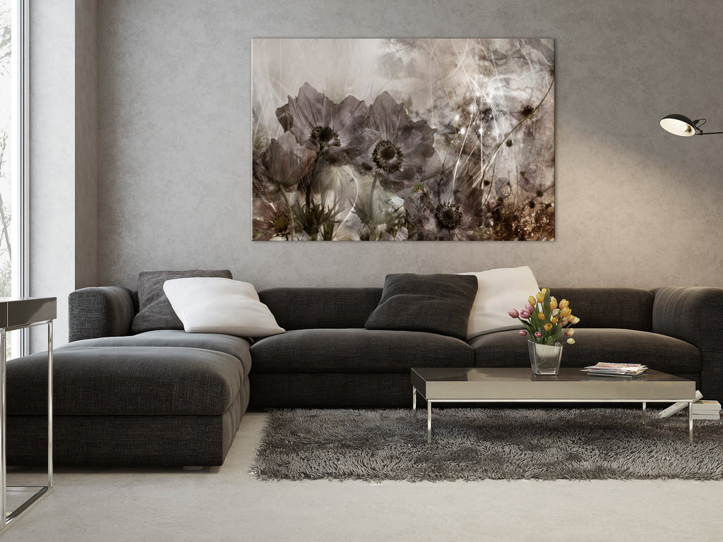 Canvas Print Anemones in Sepia Wide