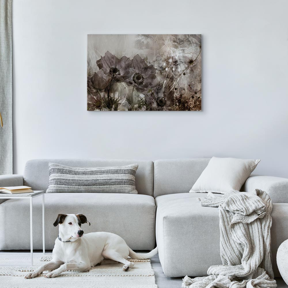 Sepia Anemones Floral Canvas Print