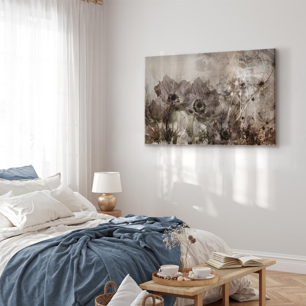 Sepia Anemones Floral Canvas Print