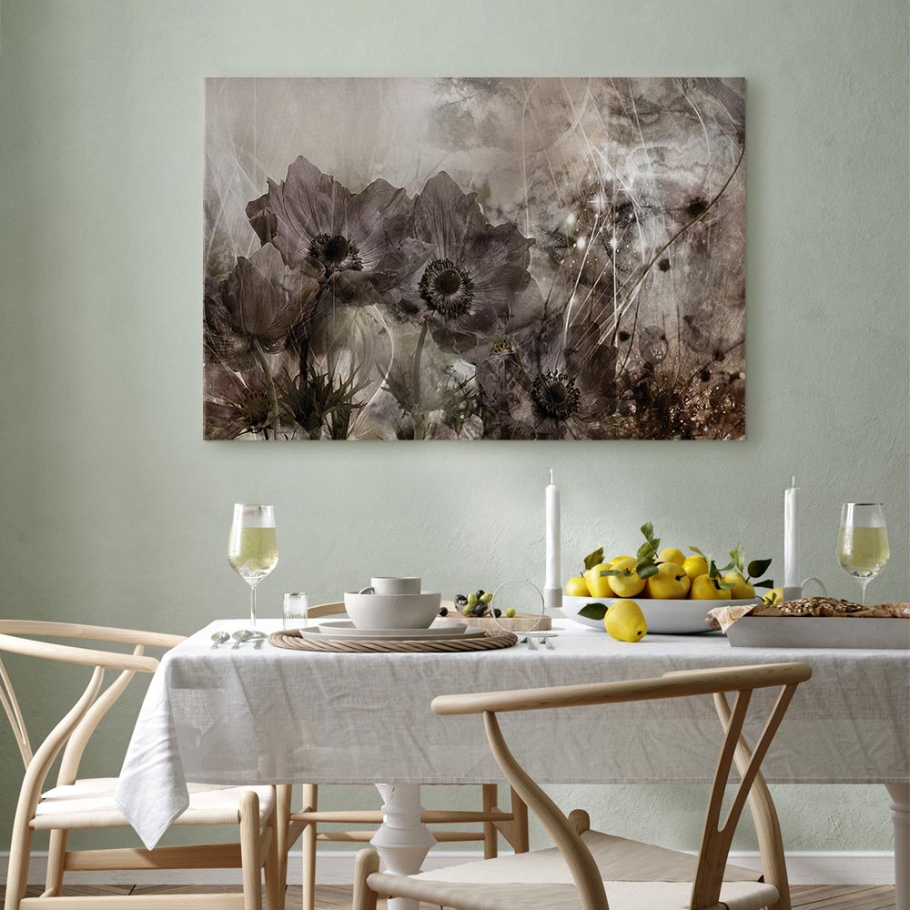 Sepia Anemones Floral Canvas Print