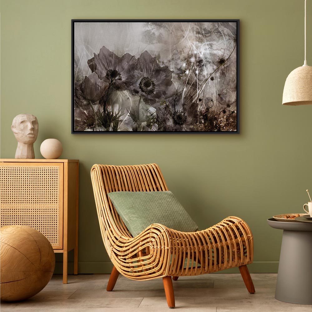 Sepia Anemones Floral Canvas Print