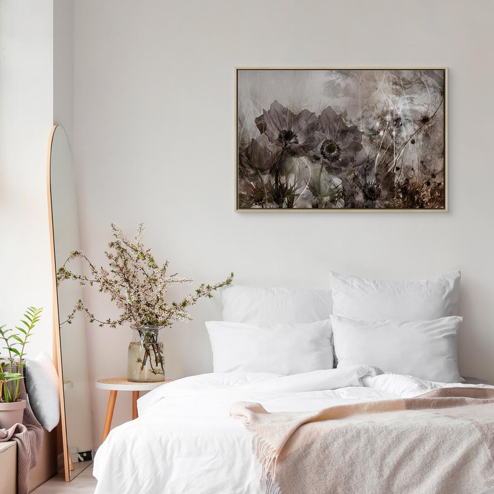 Sepia Anemones Floral Canvas Print