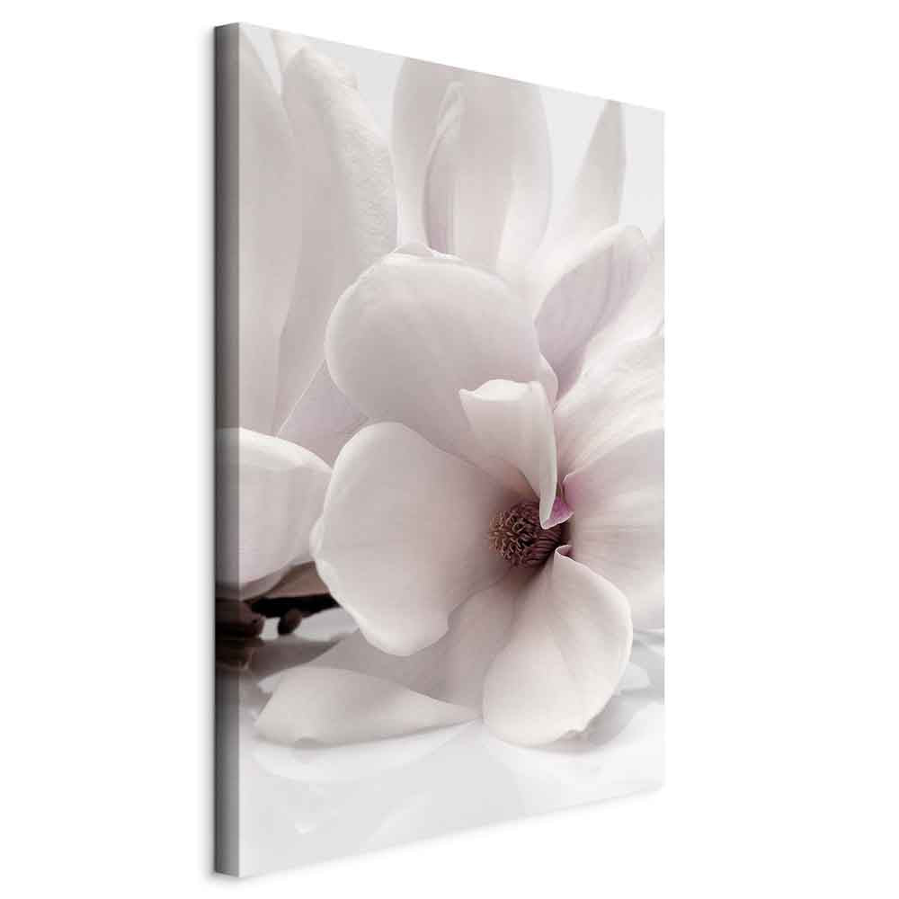 Magnolia Flowers Blooming Light Vertical Canvas Print